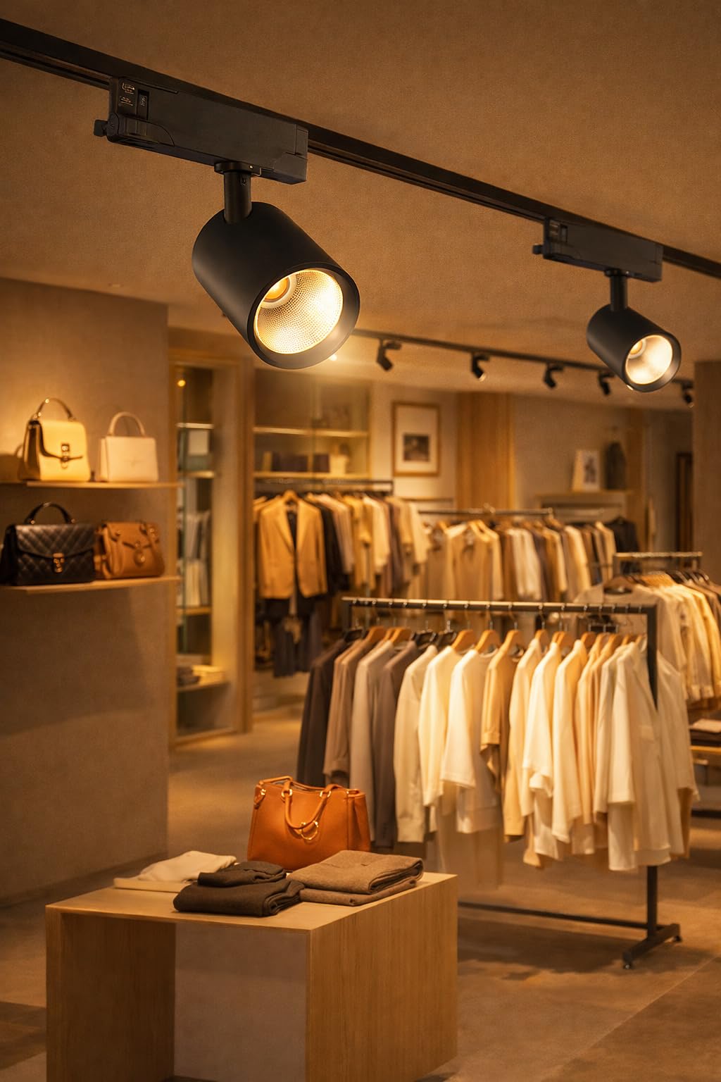 Faretto LED per Binario Trifase 30W Orientabile Nero, 3250 Lumen, Fascio 38°, Luce Calda 3000K, Illuminazione Professionale per Negozi e Showroom (Luce Calda 3000K)