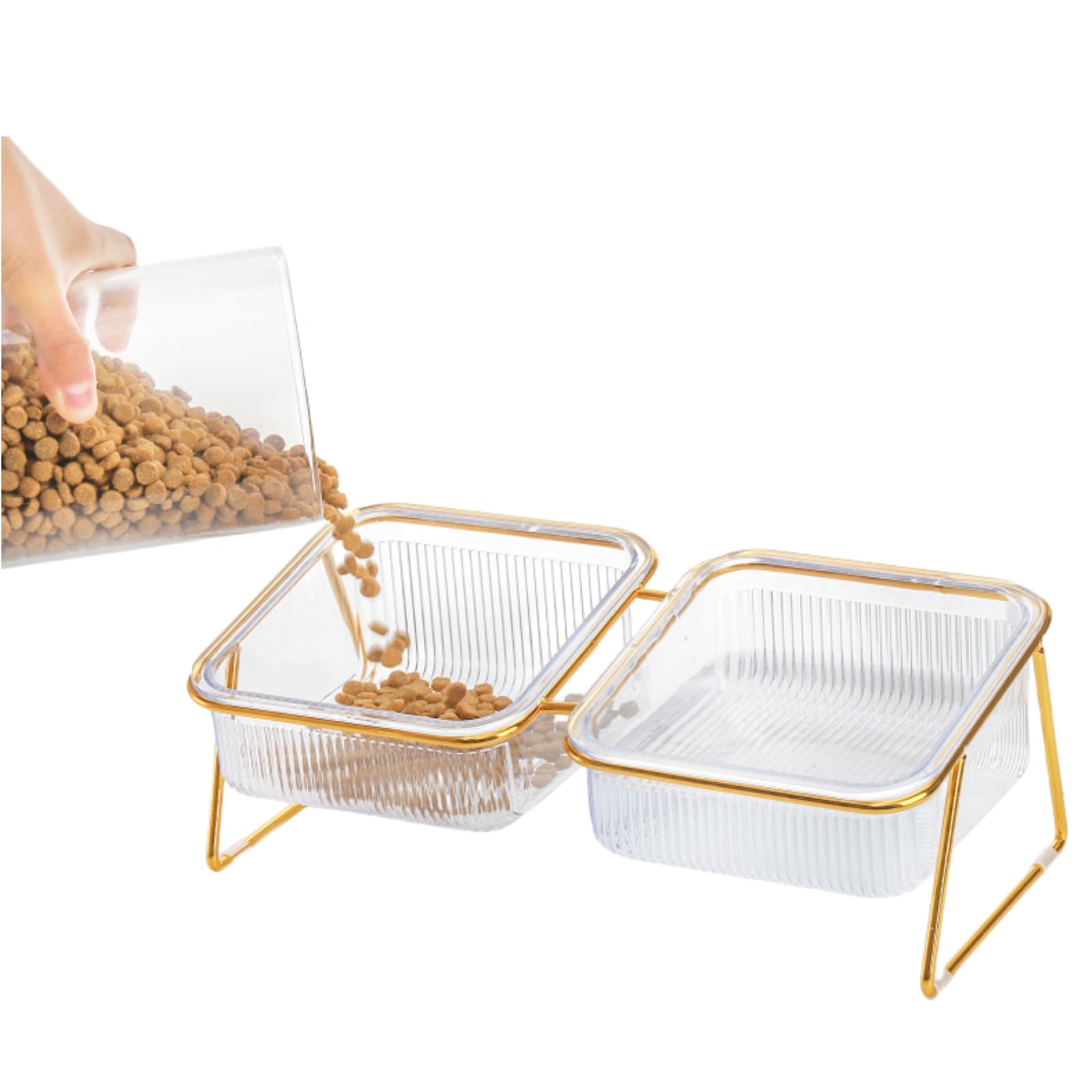 Ensemble de gamelles surélevées pour chats – 15 bols surélevés inclinés avec support en fer, plats anti-vomissements pour chats d'intérieur et chiots – 708,7 g