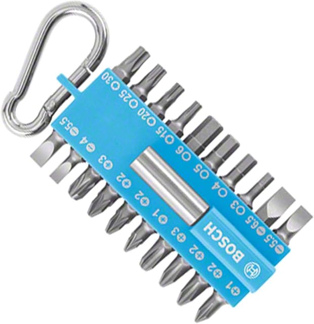 Bosch 2607002822 21 Piece Screwdriver Bit Set Blue (with Magnetic Bit Holder, Carabiner, Accessory for Electric Screwdrivers)