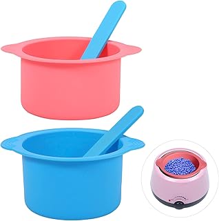 2pcs Wax Pot Liner, Silicone Wax Warmer Liner with 2pcs Blue Silicone Wax Spatula Wax Warmer Liners Reusable Compatible with 16oz Electric Waxing Kit (Pink, Blue)