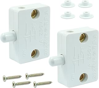 Hordion 2-Pack Cabinet Door Touch Switches for Closet Wardrobe Pantry Lights - 12V/24V/110V White Auto On/Off