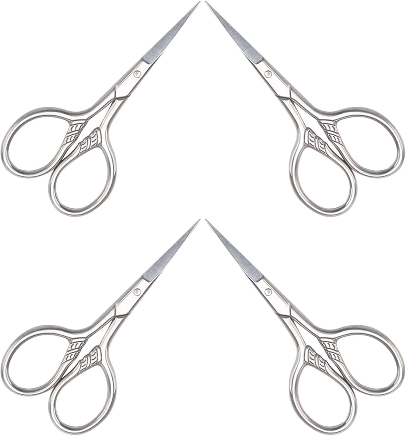 4pcs Stainless Steel Mustache Scissors for Men, Lightweight Beard Grooming Kit with Gentle Trimming, Compact Tip Clipper for Eyebrows and Beard, for Traveling and Daily Care