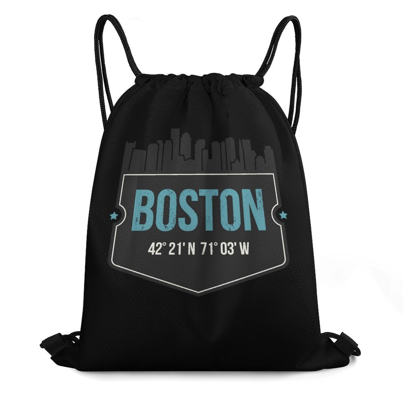Love Boston City Drawstring Backpack Durable Sport Gym Bags Daypack for Men Women 35 * 42cm