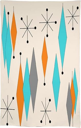 Miniatura 100 de Mantel floral hippie, diseño retro de los años 70, naranja, rosa, azul, floral, bohemio, estampado estético de margaritas, para fiesta, picnic