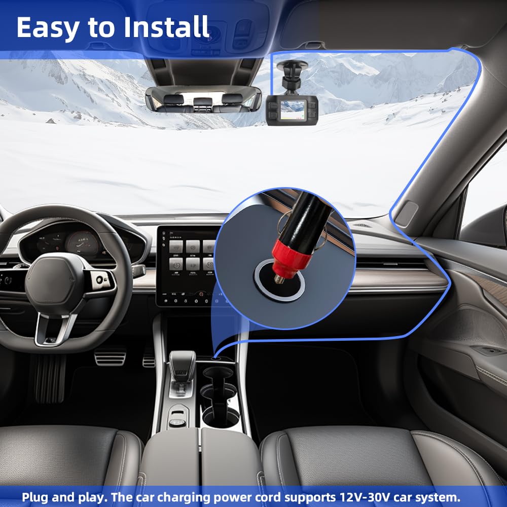 VSYSTO 2K Cámara de salpicadero para Coche con 4 sensores de presión de neumáticos, WiFi Mini cámara de salpicadero para Coches con Pantalla de 1,5 Pulgadas, Sensor G, grabación en Bucle (M1C)