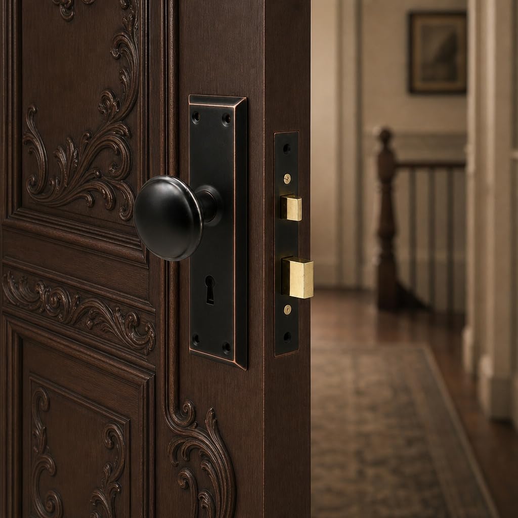 Prime-Line E 2495 Mortise Keyed Lock Set with Classic Bronze Knob