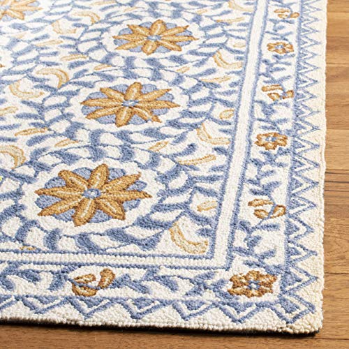 Tapete corredor SAFAVIEH 2'6" x 14' azul e ivor miniatura 4
