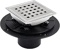 Vista 12 de Desagüe de ducha cuadrado de 4 pulgadas con brida, kit de drenaje de suelo de ducha de azulejos dorados cepillados, acero inoxidable 304, rejilla