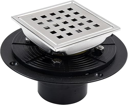 Miniatura 12 de Desagüe de ducha cuadrado de 4 pulgadas con brida, kit de drenaje de suelo de ducha de azulejos dorados cepillados, acero inoxidable 304, rejilla
