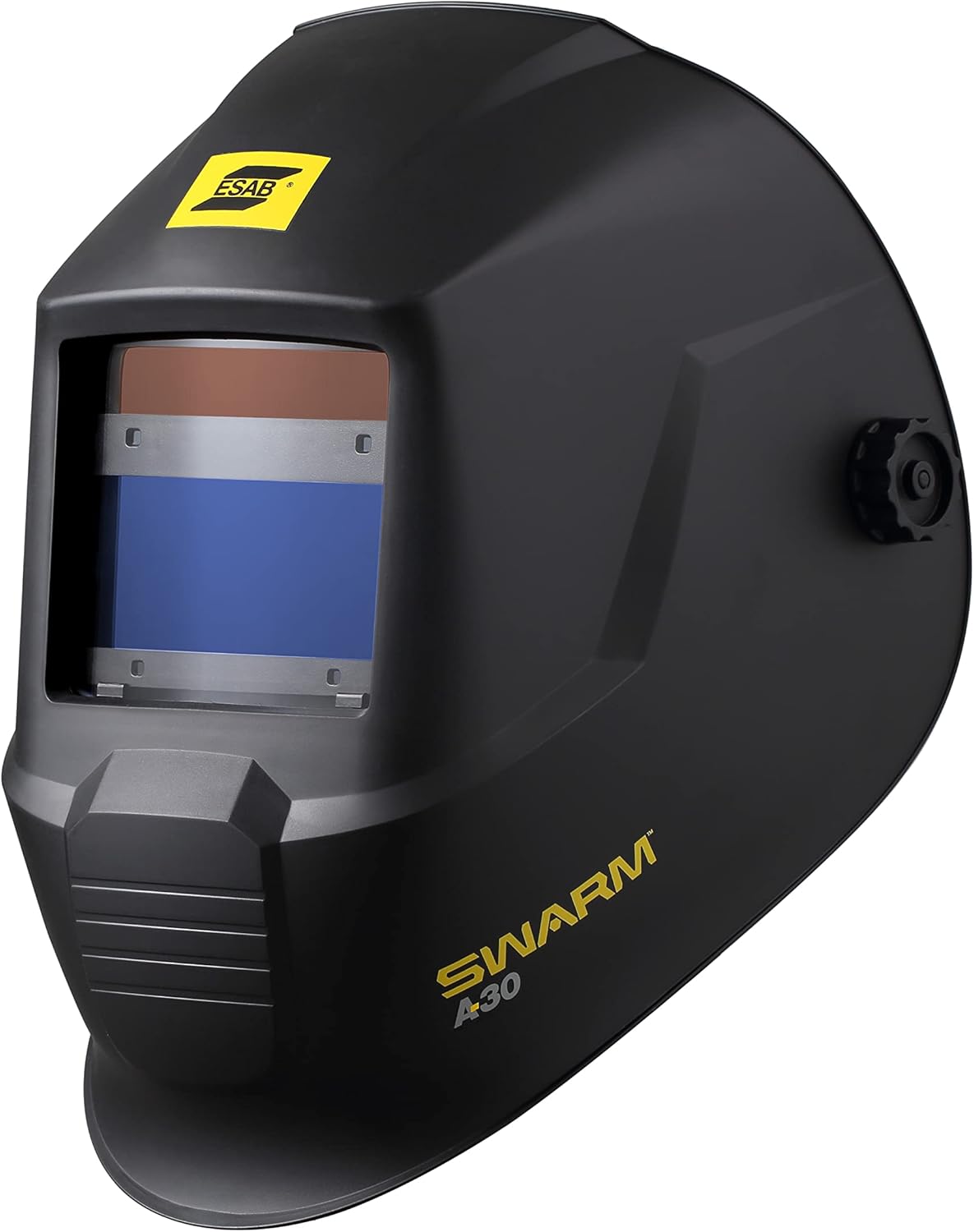 ESAB SWARM A30 Auto-Darkening Welding Helmet, side view with headgear