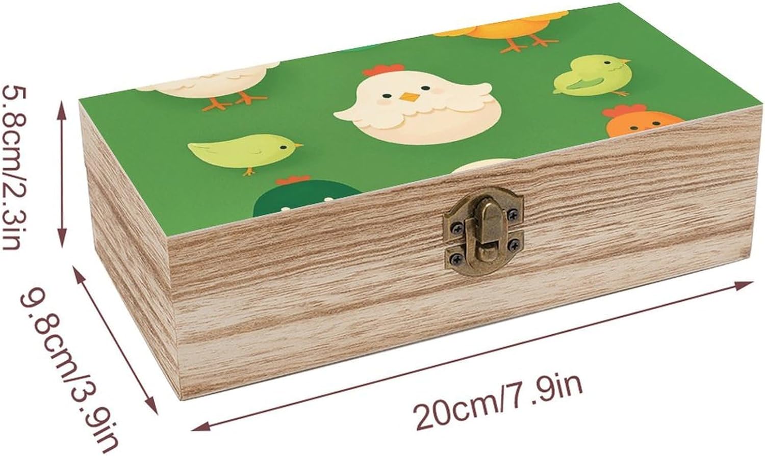 Vintage Wooden Storage Box with Front Clasp Keepsake Box with Lid image 2