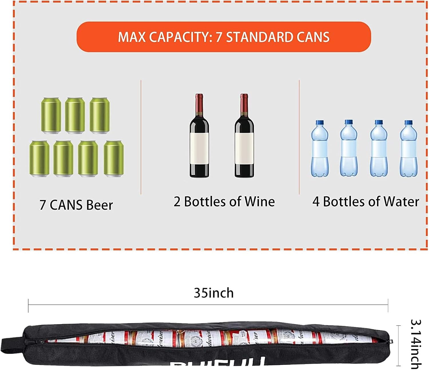 Sling Beer Sleeve - Insulated Cooler Holds 7 Cans, Unique Golf Accessory Gift for Men