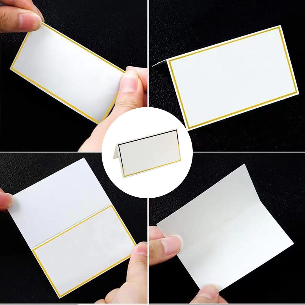 50 Cartellini Segnaposto Matrimonio - Con Bordo Dorato - Dimensioni 8.4x10.2cm - Per Tavoli E Eventi - Foto 6