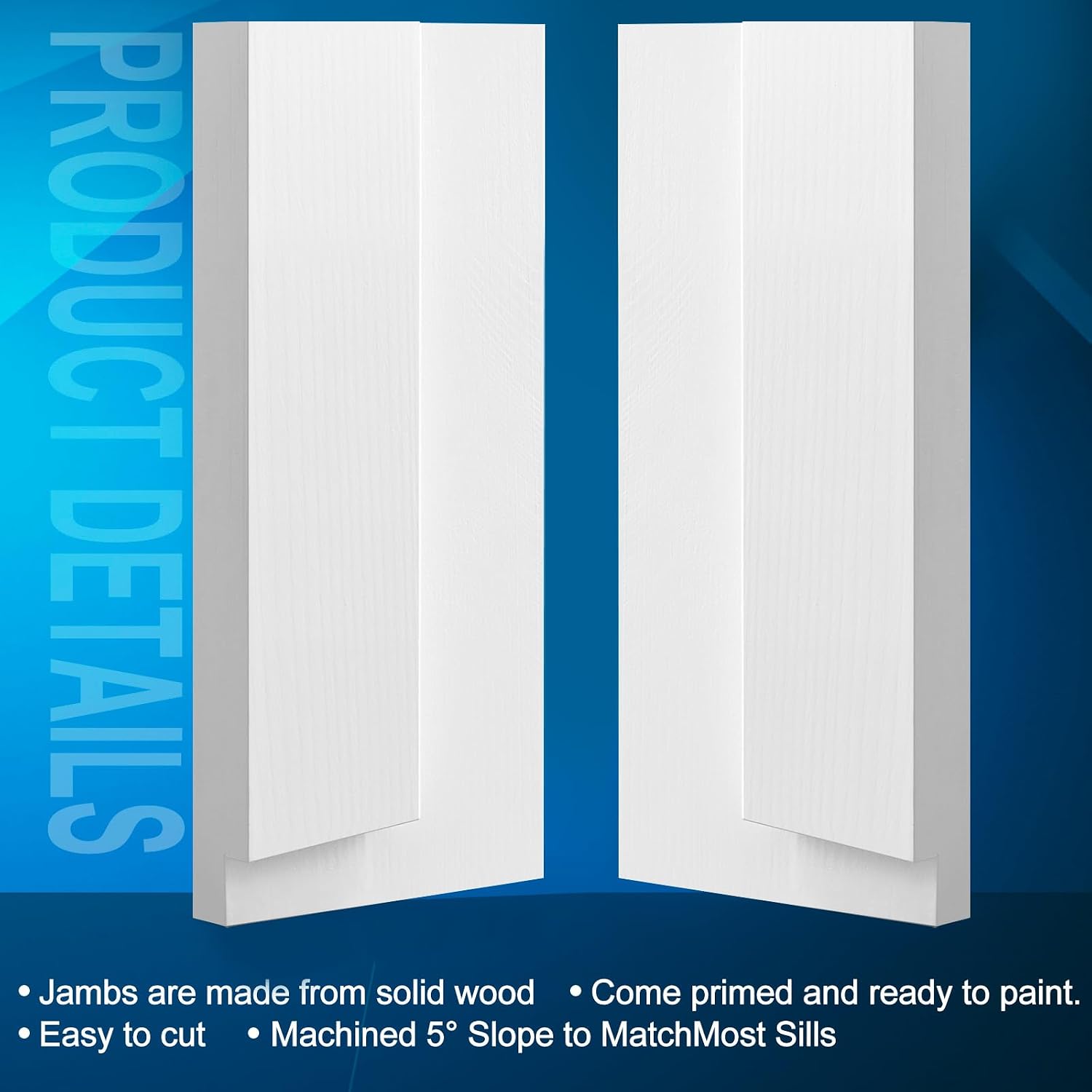 CroBlissful 1 Set 8 Inch L X 4-9/16 Inch W X 1-1/4 T Exterior Door Jamb Repair Kit, Jamb Paintable Wood Rotted Door Frame Repair Kit for Exterior Frame