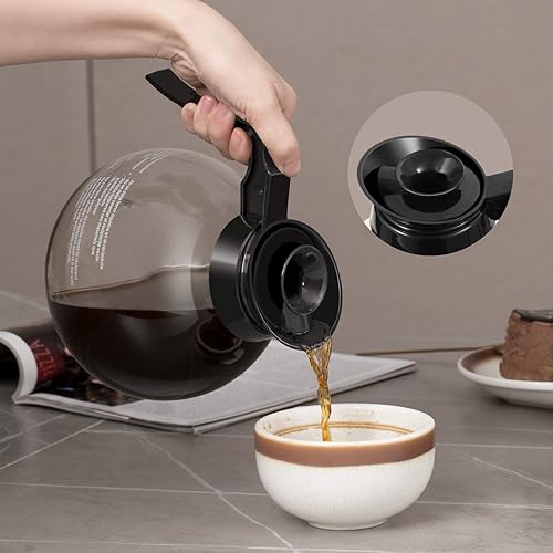 Miniatura 3 de SYBO Decantador para cafetera, 12 tazas de cristal para café, color negro