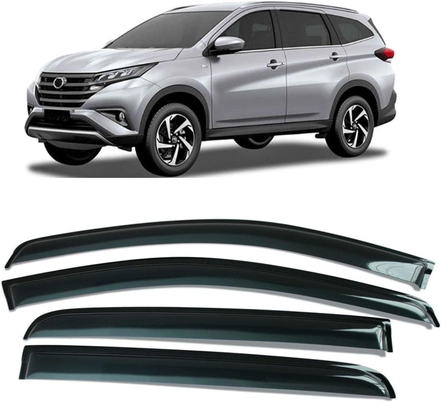 4 pcs Car Wind Deflectors Set for R-ush 2017-2022, Car Deflector Windproof Rain Visors Wind Shield Front And Rear Trim Strips Sun