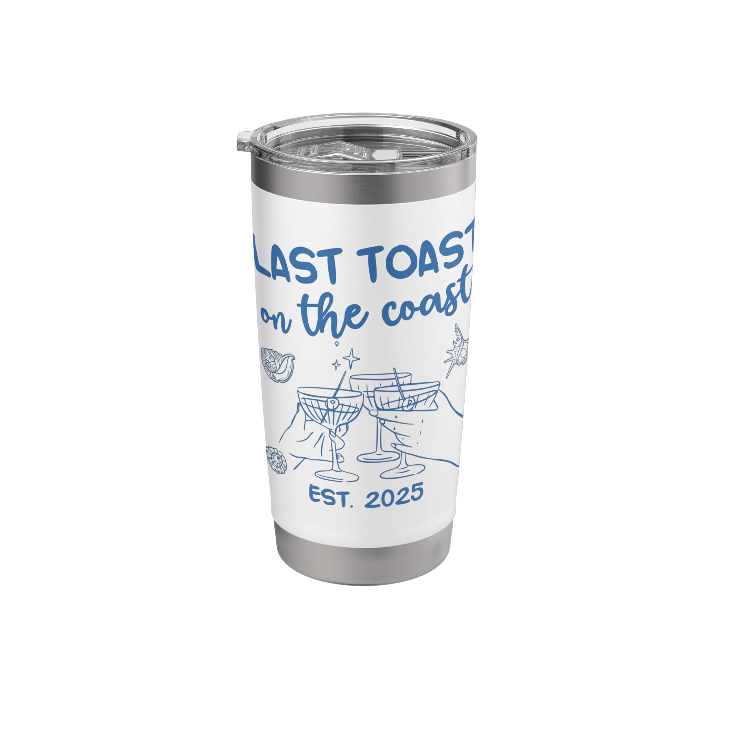 Last Toast On The Coast Beach Bach Crew 2025 Bachelorette Stainless Steel Insulated Tumbler