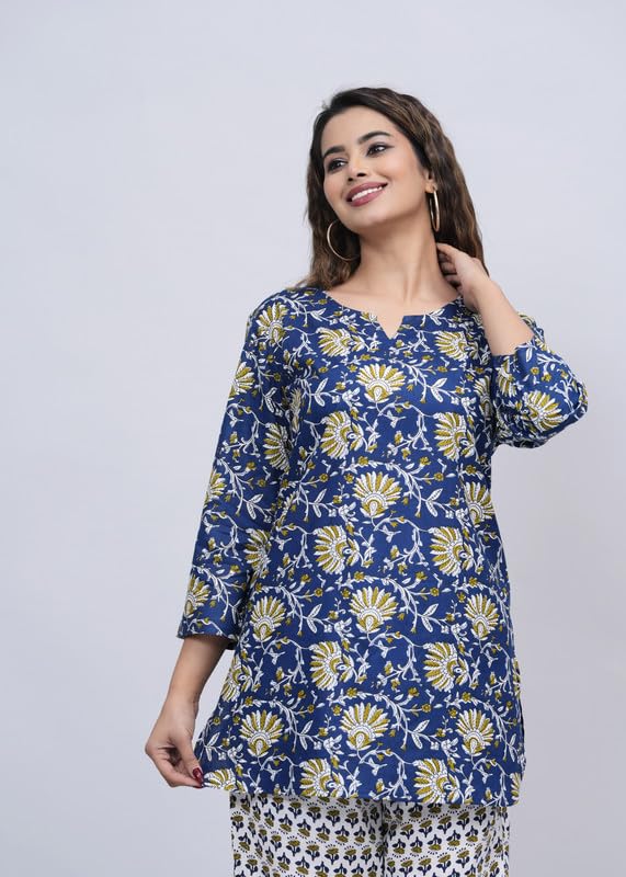 Image of 100% Cotton Printed Night Suit for Women's Shirt and Pyjama Sleep wear Set for Womens and Girls