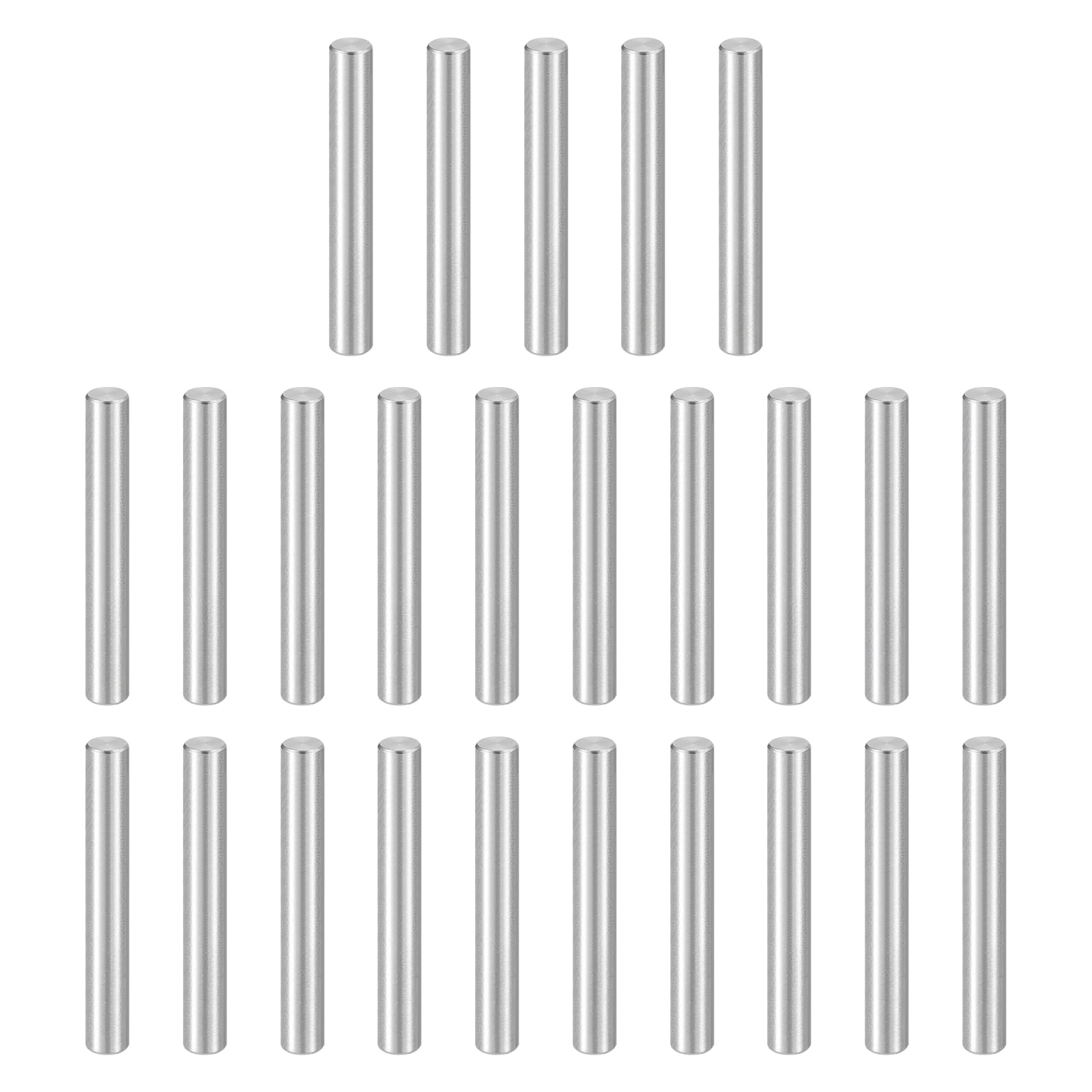 sourcing map 25pcs Dowel Pins, M5 x 45mm 304 Stainless Steel Cylindrical Shelf Support Peg Pin Rod Fasten Elements for Metal Devices Wood Furniture DIY Installation, Silver