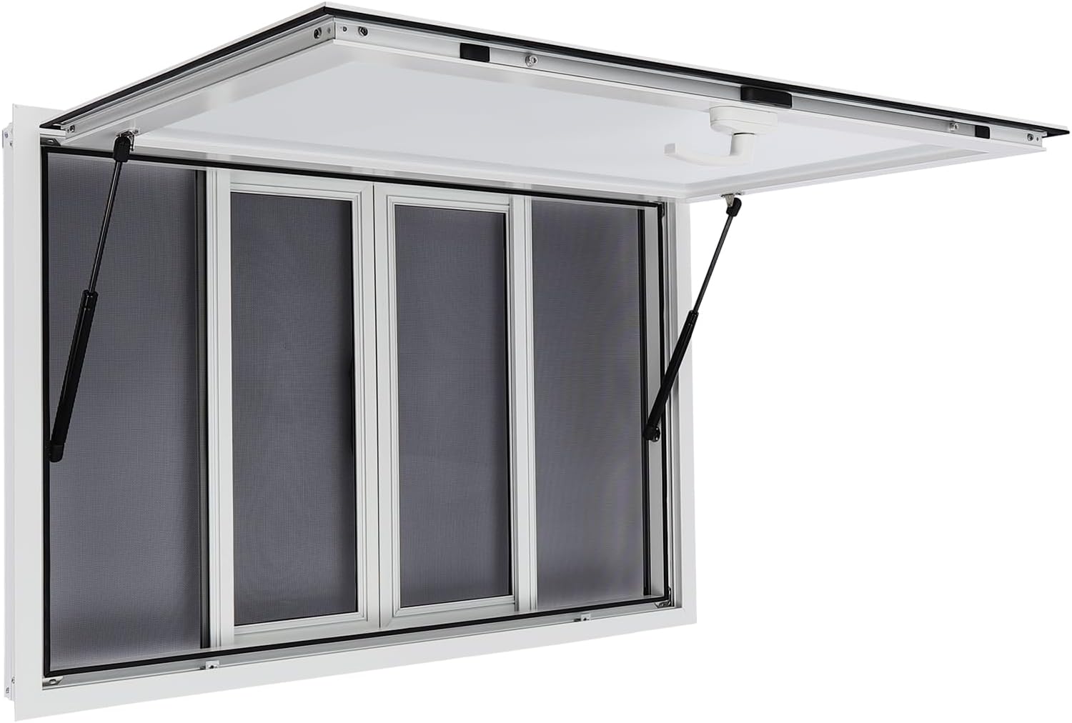 45 x 30 Inch Concession Window,Aluminum Alloy Food Truck Window Concession Stand Window Concession Awning Door Up to 80 Degrees Serving Window Concession Trailer(45" W x 30" H with 4 Screens)