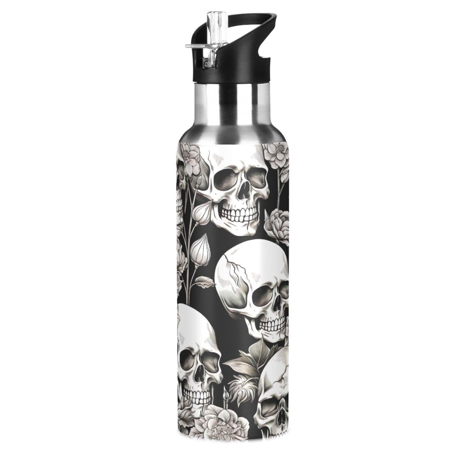 Water Bottle Cartoon Panda Double Wall Vacuum Insulated Flask Stainless Steel with Straw Lid 20oz…