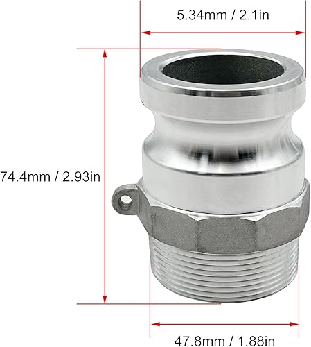 Miniatura 7 de SAFBY 2 accesorios de manguera de aluminio tipo F y cámara de ranura, enchufe x NPT macho con 2 piezas de accesorios de junta Camlock (1.5 pulgadas)