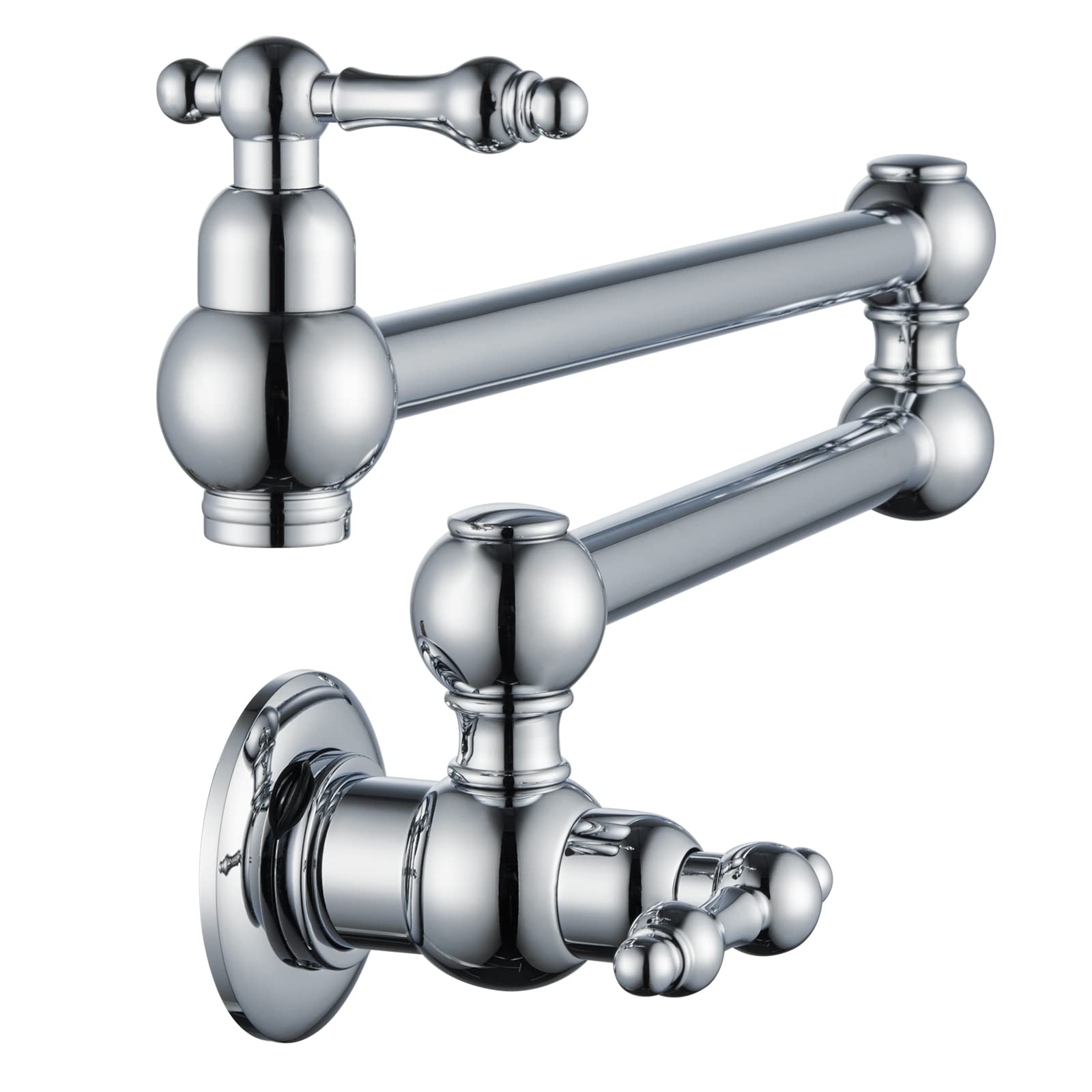 Rubinetti in ottone per pentole, riempitrice per pentole a parete con braccio oscillante a doppio giunto, riempitrice moderna cromata sopra la stufa, 3005-CH