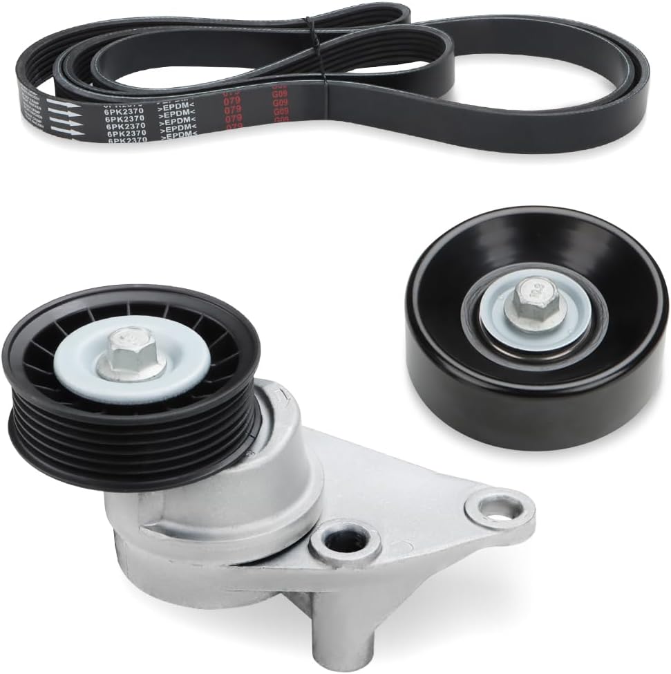 INTGET Serpentine Belt Drive Tensioner Pulley Component Kit for Chevy Silverado Avalanche Suburban Express Tahoe/GMC Sierra Savana Yukon/Cadillac Escalade/ 90K-38158C, 12609719, 12555609, 12626222