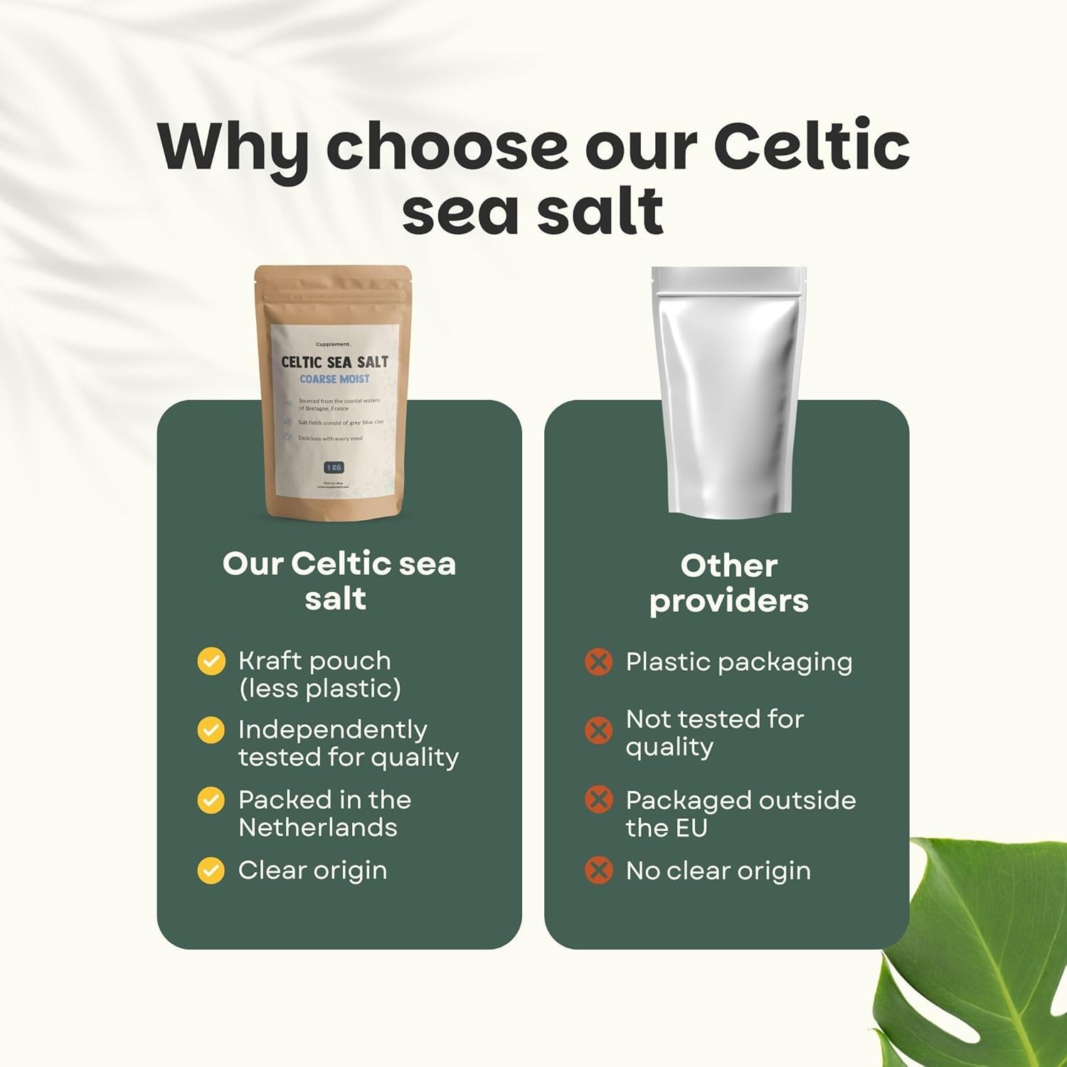 Cupplement - Celtycka Sól Morska 1KG - Gruboziarnista Celtycka Celtic Sea Salt - Gruboziarnista - Do Młynka do Soli - Nieorganiczna, Fleur de Sel, Himalajska, Organiczna lub Drobne Minerały