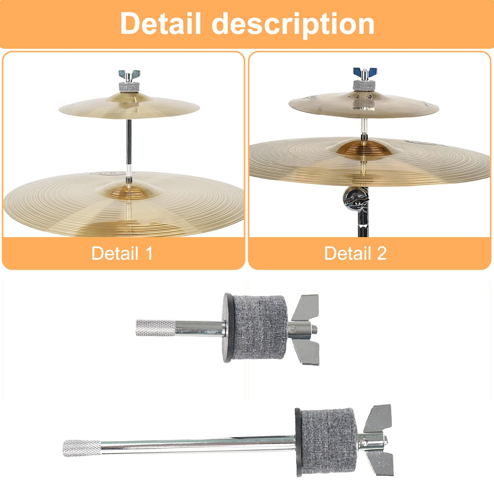 Apilador de platillos para platillos, soporte de montaje para platillos de tambor, soporte de brazo para platillos, accesorios para instrumentos de percusión, fácil de usar, estilo largo