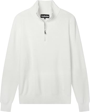 Men's Long Sleeve Quarter Zip Cotton Knit Pullover Sweater S-3XL