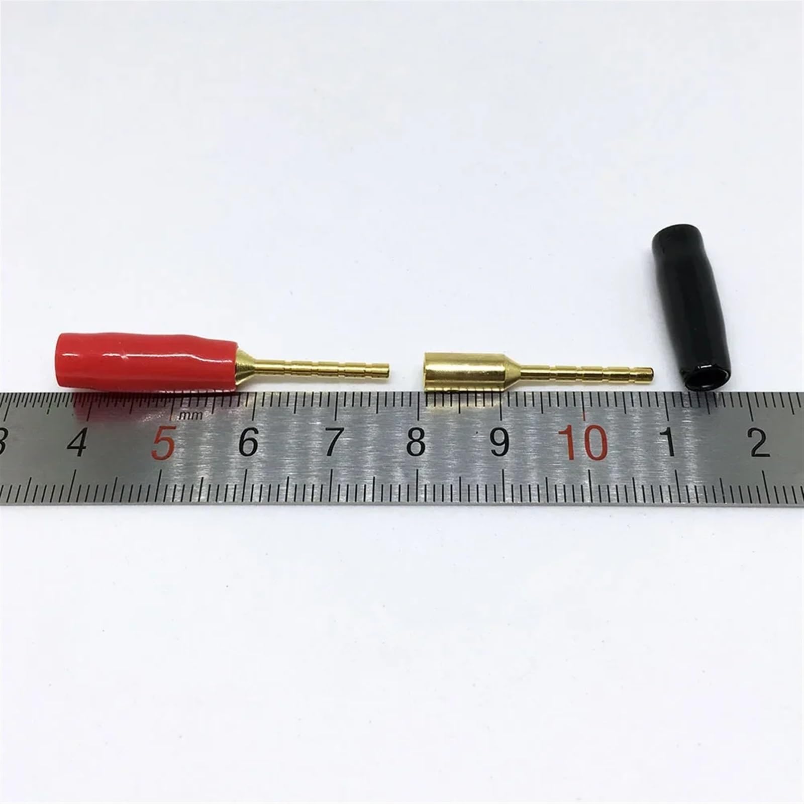 10 connettori a banana in rame placcato oro da 2 mm, spine per cablaggio dell'amplificatore, connettore per altoparlante con connettore a banana piccolo (5 nero, 5 rosso)