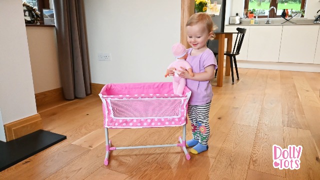 Lit De Chevet Dolly Tots à Côté De Moi - Berceau Pliable Rose Pour Poupées, Hauteur Réglable