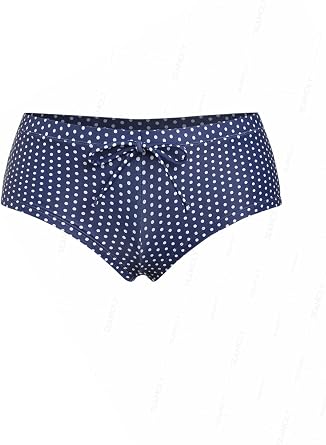 seamoly Deep Blue Polka Dots Print Bowknot Decor Beach Swim Bottom Boyshorts