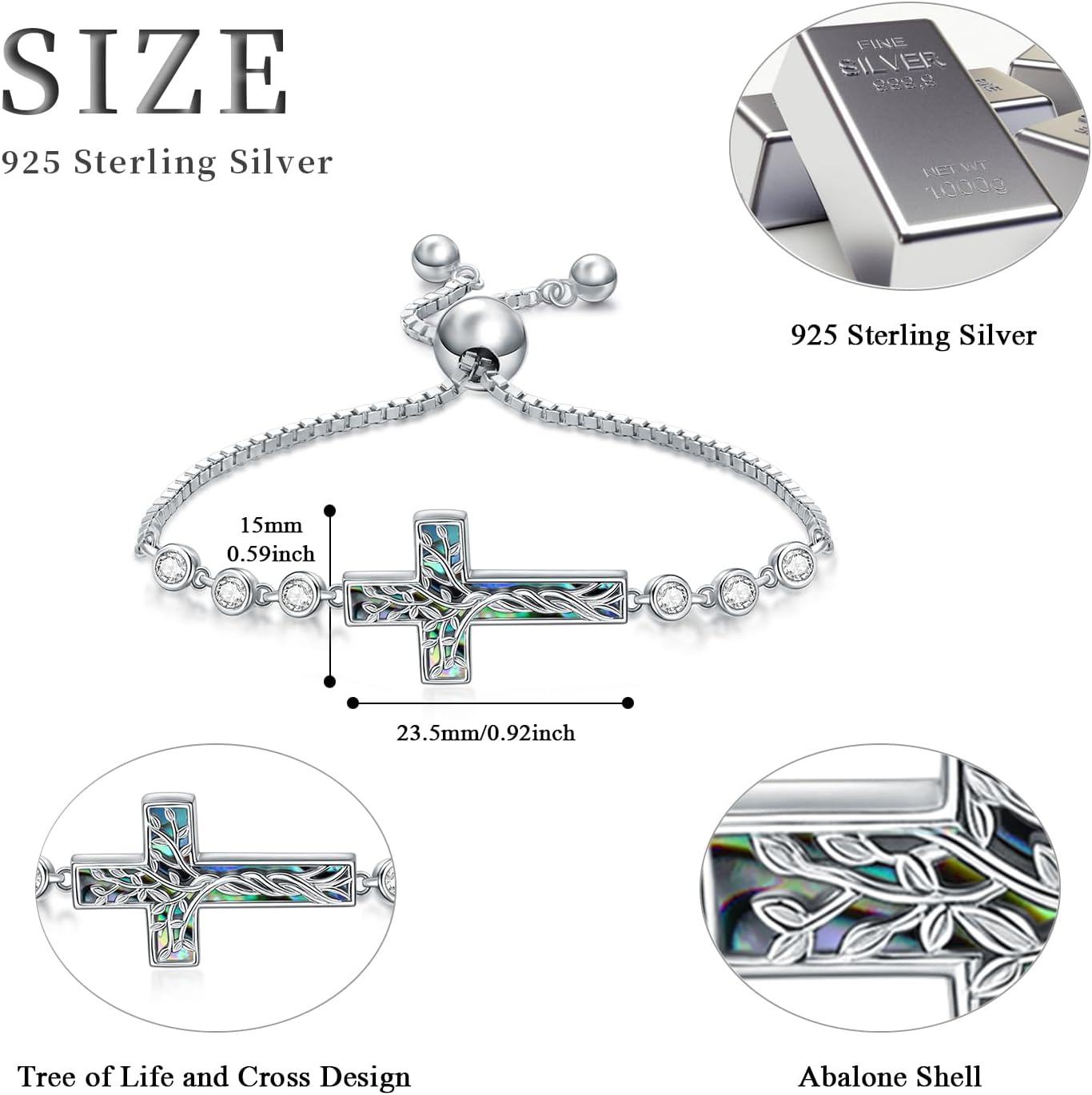 Faith/Jesus Bracelet for Women 925 Sterling Silver Infinity Love Adjustable Bracelets Christian Religious Bracelet Jewelry Birthday Graduation Gifts for Friend Her Daughter - Image 5