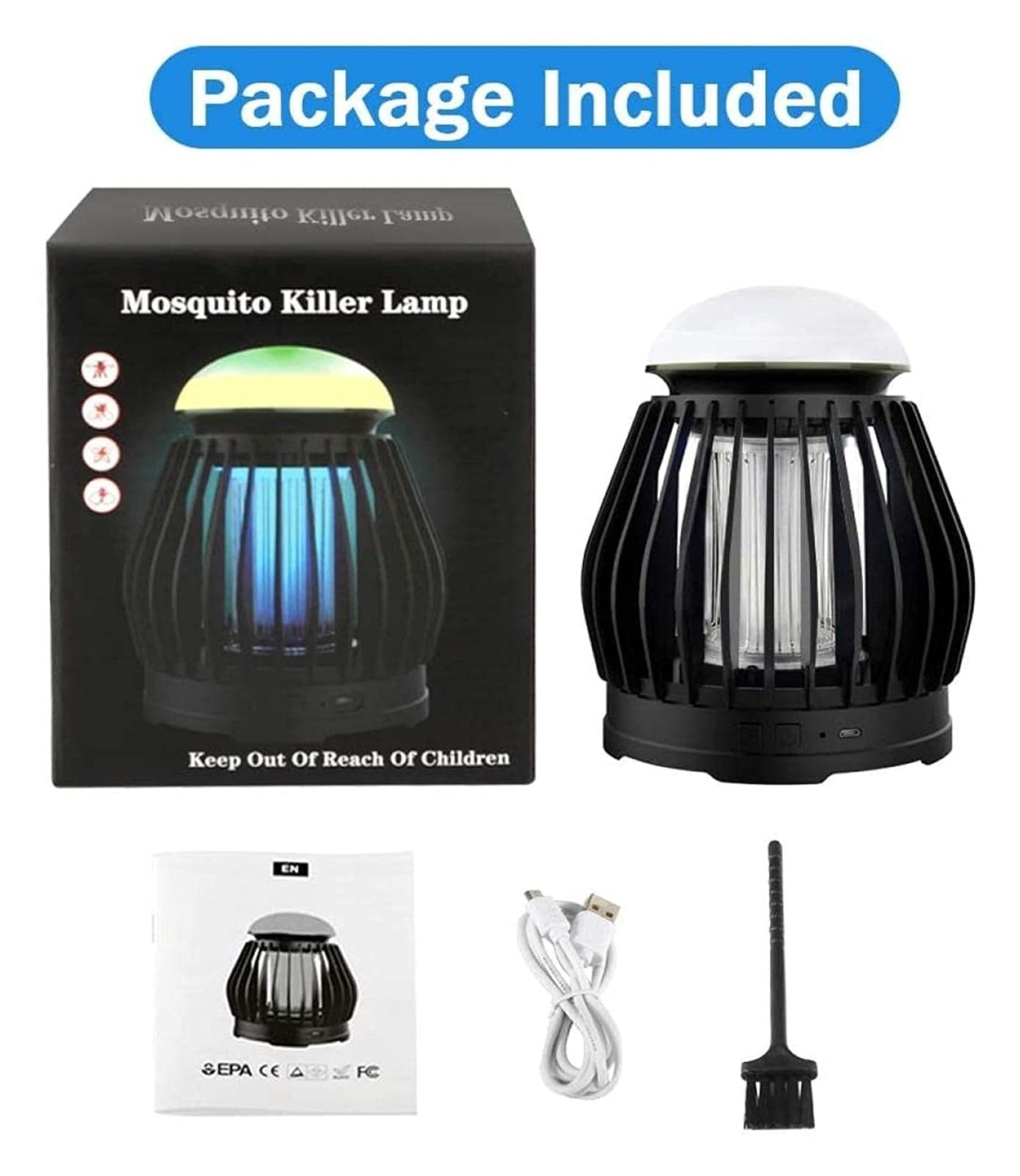 Lámpara antimosquitos Electricidad Trampa UV 3 Modos de iluminación Bug Zapper USB Recargable Mosquito Zapper para Interior Hogar Dormitorio Repelente de Insectos