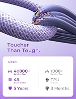 Vista 4 de LISEN Cable USB C, paquete de 5 [3.3/3.3/6.6/6.6/10 pies] USBC a USBC cable de carga para iPhone 16e 15 Pro Max, cable de 60 W (3.1 A) C a C