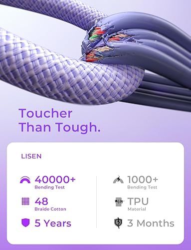 Miniatura 4 de LISEN Cable USB C a USB C de 60 W 3.3+3.3+6.6+6.6+10 pies, cable de carga rápida USBC a USBC para iPhone 15ProPlusPro MaxiPad ProAirMacBook