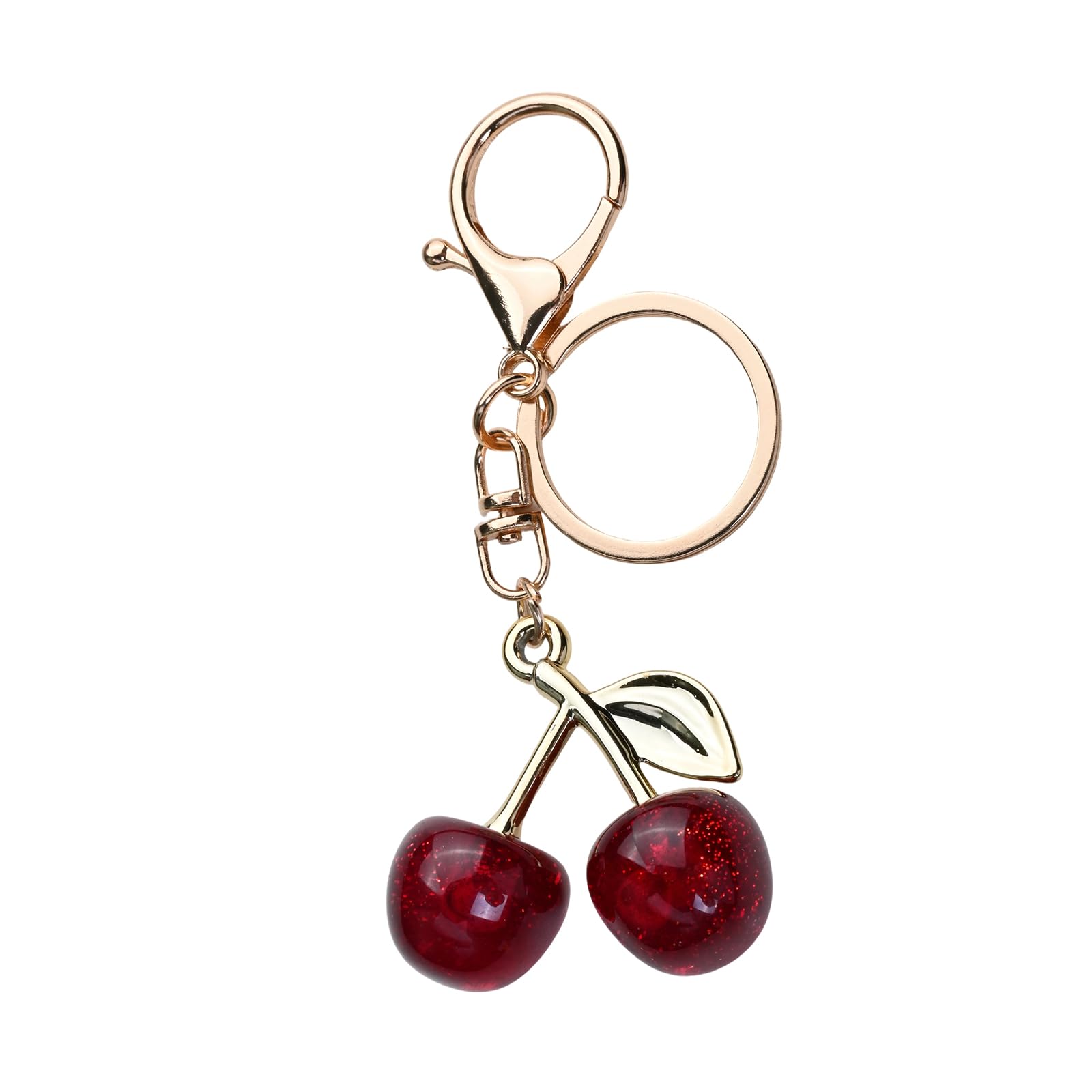 Zirax Cherry Bag Charm Key Ring for Women Girls, Sparkling Keychain, Cute Handbag Accessories & Car Key Chains, Pendant Gift for Birthday Christmas