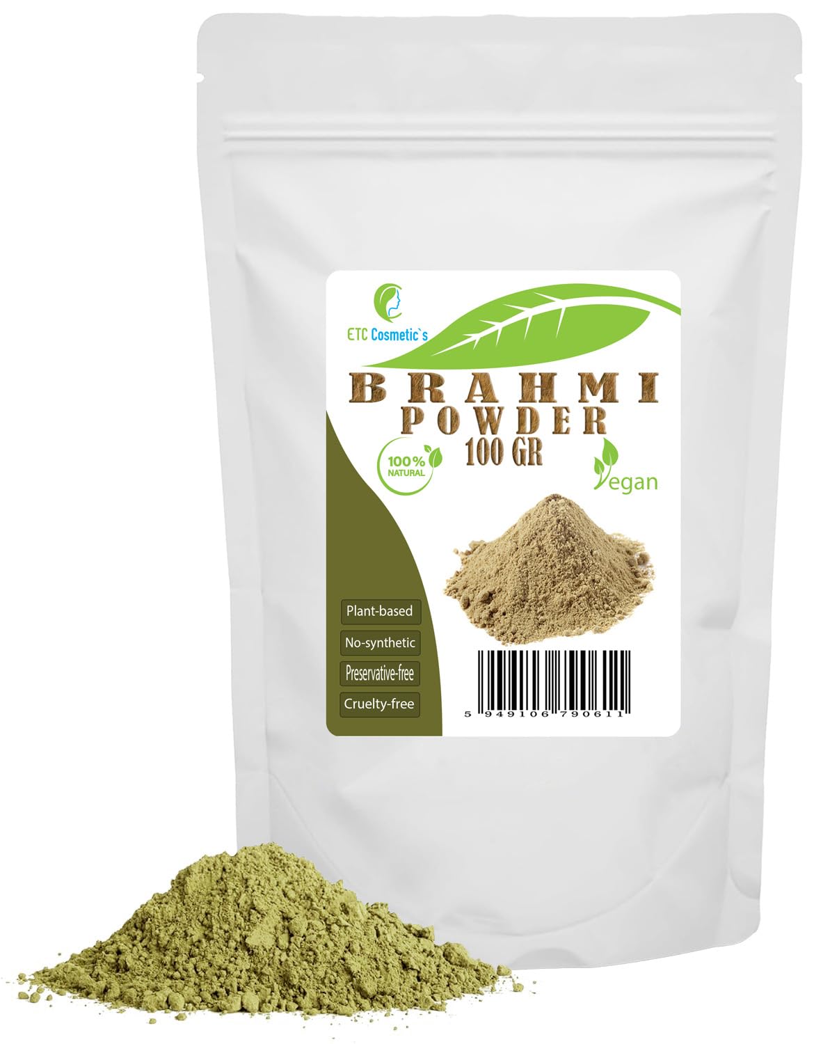 BRAHMI POWDER - 100% Natural - used for scalp and skin care, helps hair grow longer and stronger (100Gr)