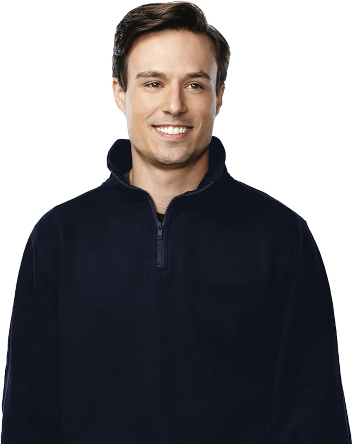 AFC Men's 1/4 Zip Pullover Suede Fleece Sweatshirt Seam pockets 2X 3X 4X (US, Alpha, 4X-Large, Regular, Regular, Navy) - Image 4