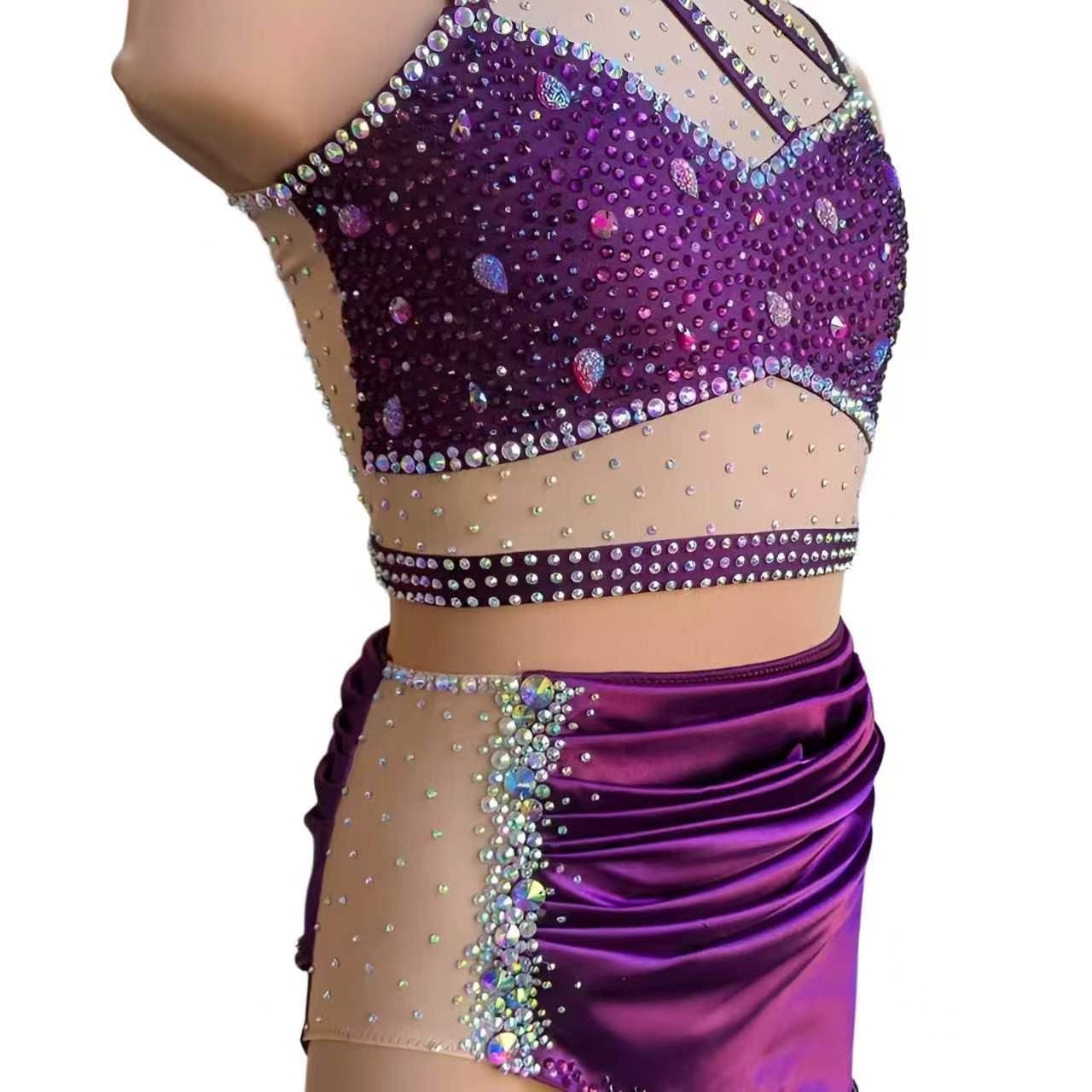 Costume danza lyrical con strass for ragazza e donna