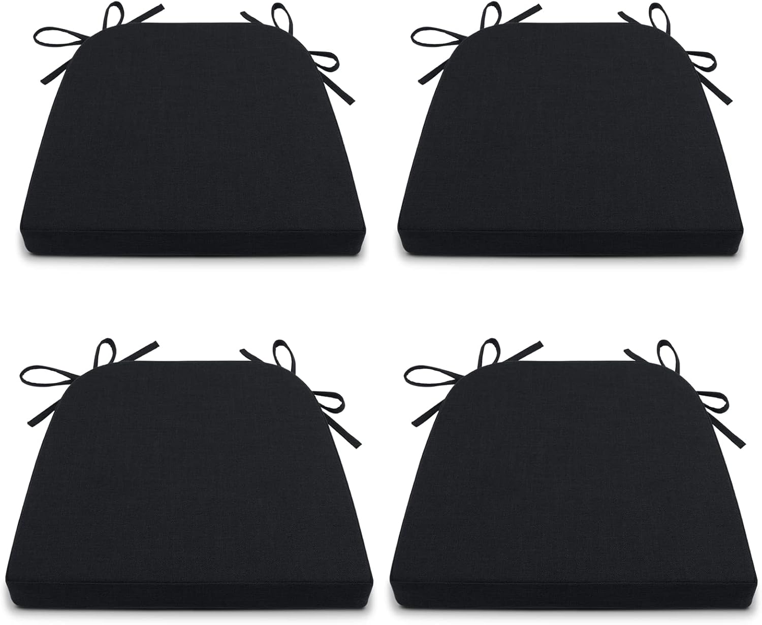 Shinnwa Black Chair Cushions for Dining Chairs set of 4 Non Slip Seat Cushions for
