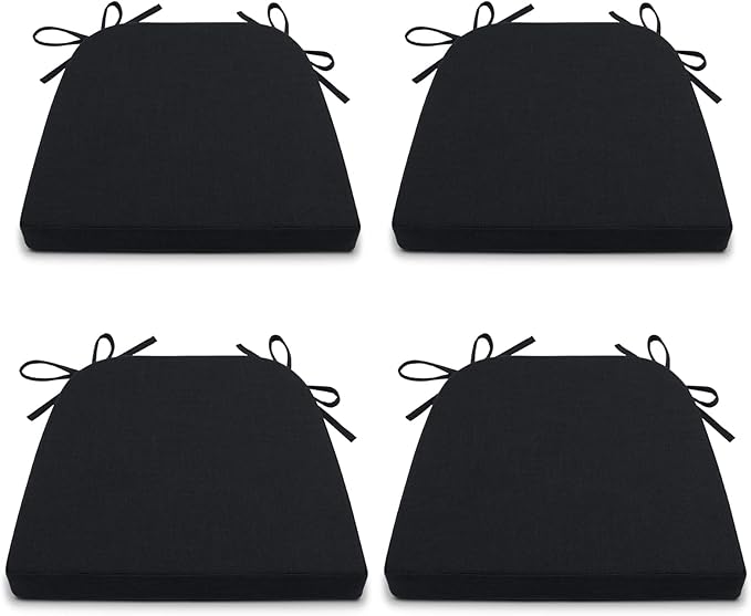 Shinnwa Black Chair Cushions for Dining Chairs set of 4 Non