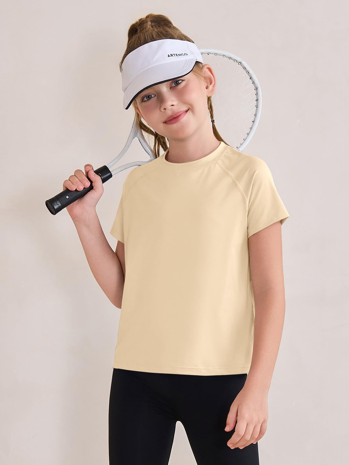 Haloumoning Camisetas deportivas manga corta secado rápido niñas 5-14 años