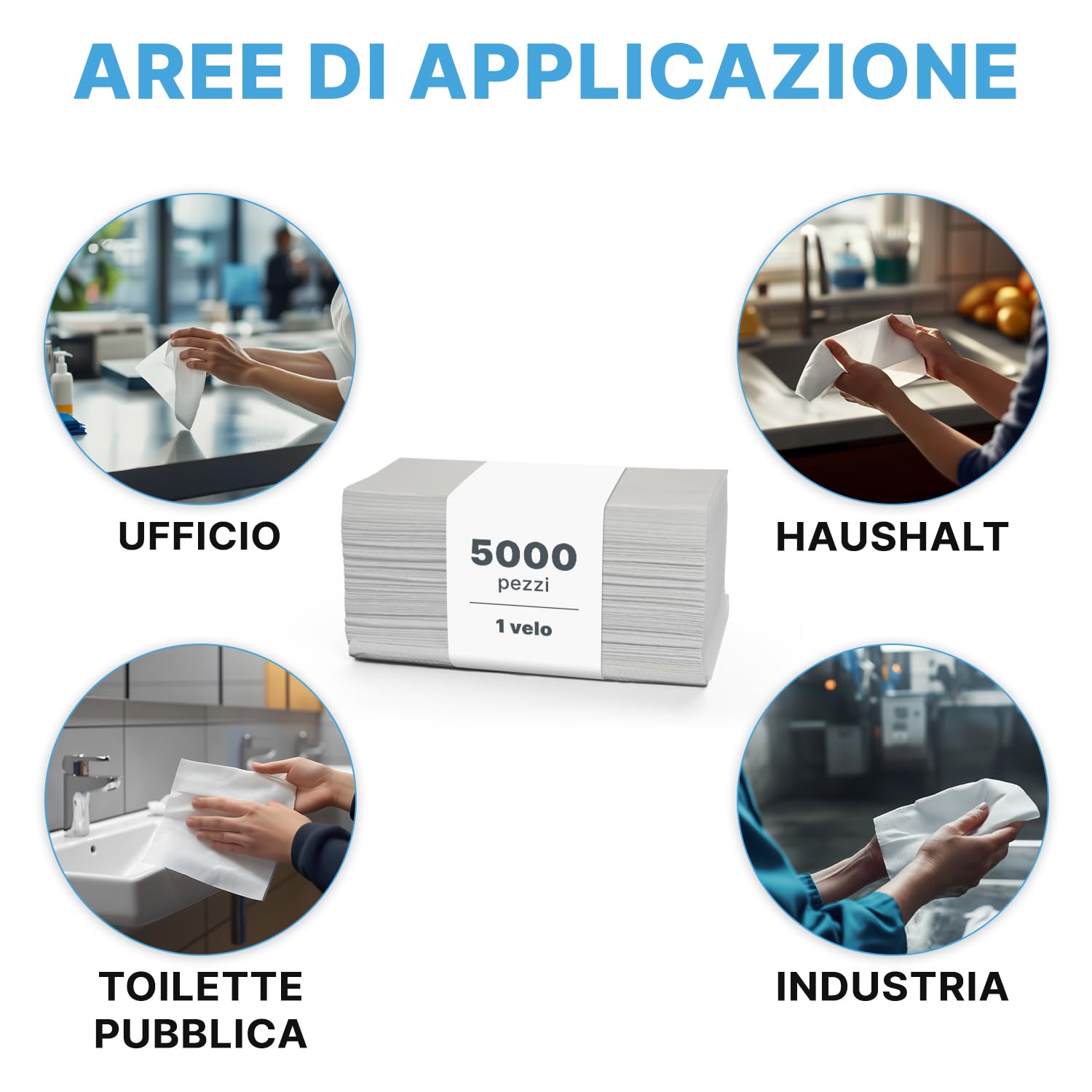 ARNOMED Asciugamani monouso 10.000 pezzi, Asciugamani usa e getta a 1 velo con piegatura a V, Carta da cucina 25x23cm, Carta mani per dispenser 20x250, Asciugamani carta monouso piegati