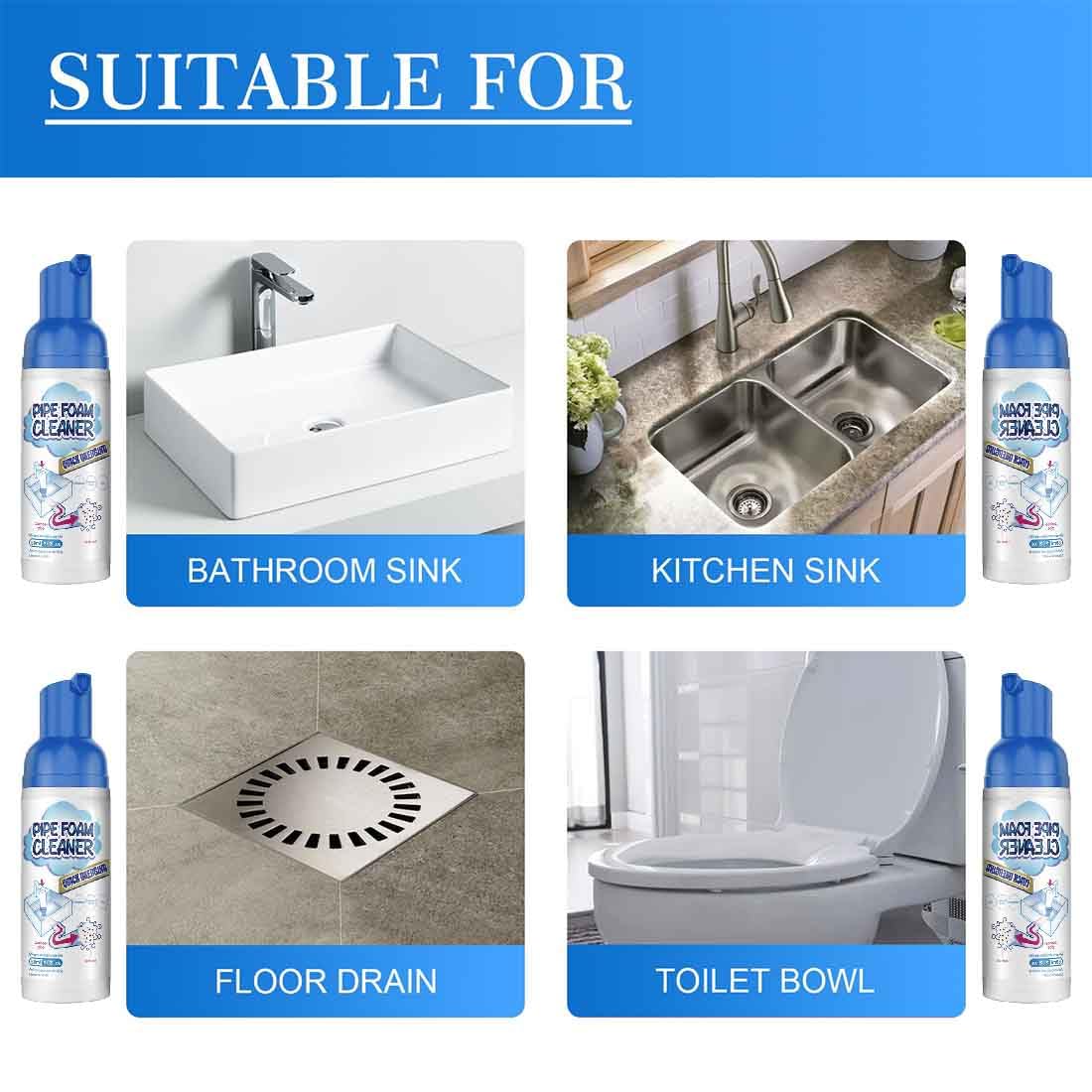 Powerful Drain Cleaner,Drain Cleaner Foam,Odor Eliminator,Foaming Drain Cleaner,Unclogs,Foam Sink Cleaner,Liquid Plumber Drain Cleaner,Clog Remover For Kitchen Drain,Sinks,Tubs (2 bottles)