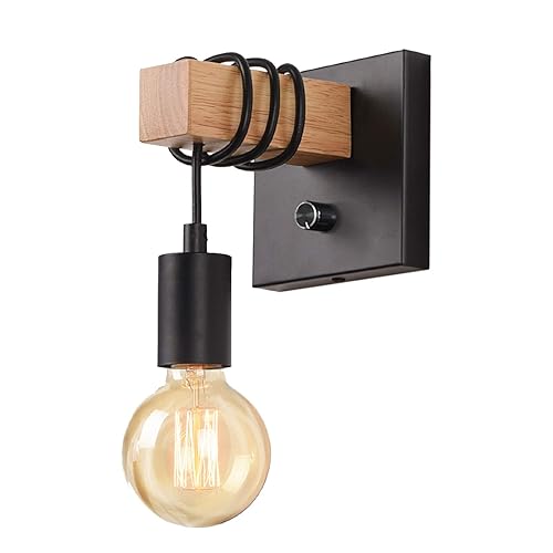 Lightess Black Wall Sconces Dimmable, Edison Wall Light with ON/Off