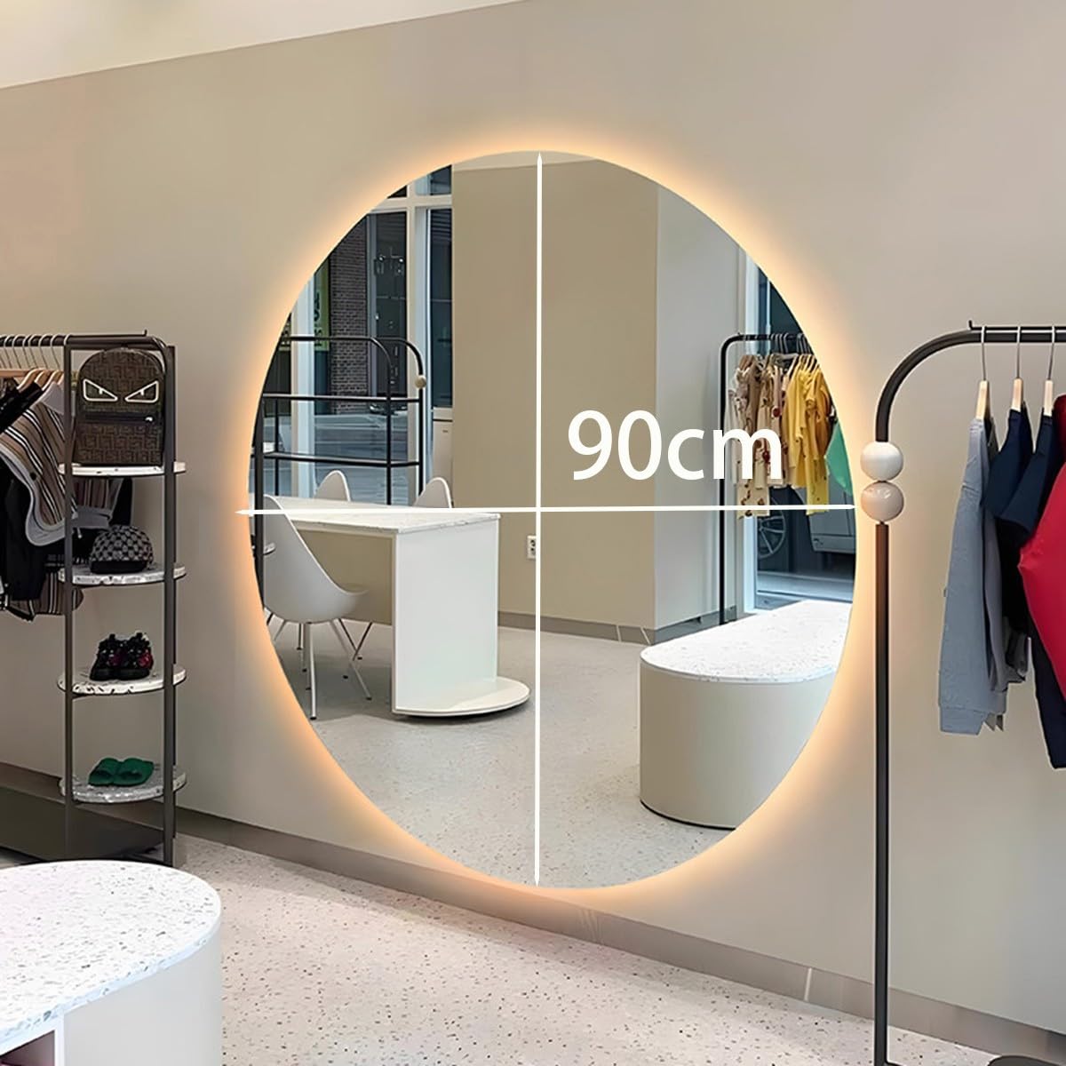 Gimnasio Espejo de Pie Cuerpo Entero Pared Espejos Grandes de Usos Fáciles de Usar para Gimnasio Garaje Yoga Estudio de Baile y Dormitorio 90CM