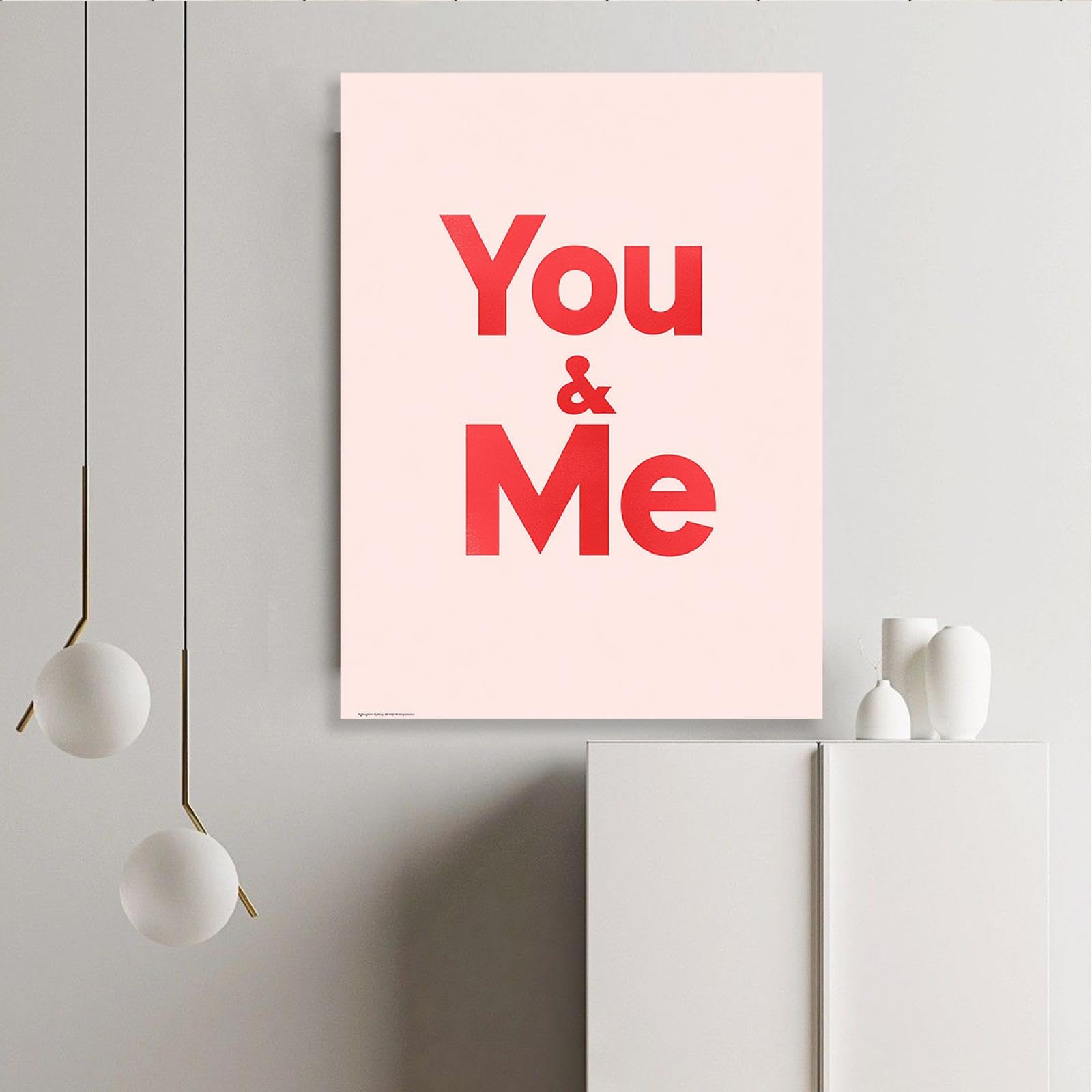 TOANGWALL Moderna Pittura Su Tela Minimalista San Valentino Serie You And Me Modello Stampa Arte Della Parete Poster Romantico Per Arredamento Bagno 30x45cm telaio interno